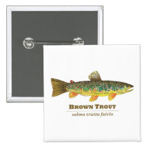 Brown Trout Latin Ichthyology Pinback Buttons