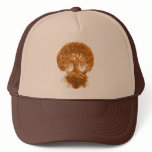 Brown trucker hat w/ tree design