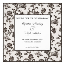 Brown Vines -Save the date cards Custom Announcements