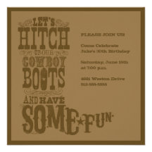 Brown Western Cowboy Boot Invitation