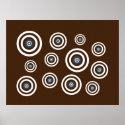 Brown, white & blue retro circles art canvas print