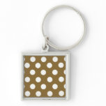 Brown & White Polka Dots Keychain