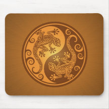 Brown Yin Yang Geckos Mouse Pad