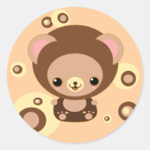 brownie bear round sticker