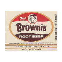 brownie root beer label post card