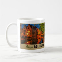 Bruges Belgium At Night Mugs