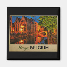 Bruges Belgium At Night Refrigerator Magnets