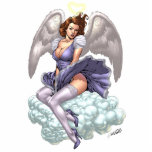 Brunette Angel Pinup with Heart Halo by Al Rio Photo Cut Outs