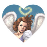 Brunette Angel Pinup with Heart Halo by Al Rio Heart Stickers