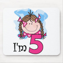 Brunette Girl I'm Five Mouse Pads