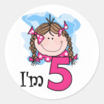 Brunette Girl I'm Five Sticker