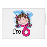 Brunette Girl I'm Six Greeting Card