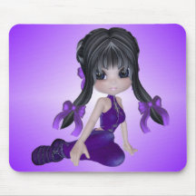 Brunette Girl in Purple Clothes Mouse Pad