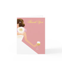 Brunette on dusty rose ensemble greeting cards
