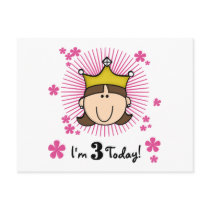 Brunette Princess 3rd Birthday Tshirts and Gifts Post Cards