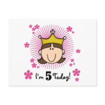 Brunette Princess 5th Birthday Tshirts and Gifts Postcards
