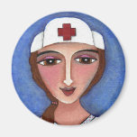 Brunette RN - folk art nurse / nursing magnet