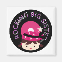 Brunette Rocking Big Sister Refrigerator Magnet
