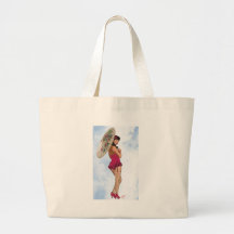 Brunette with Parasol in Magenta Bag