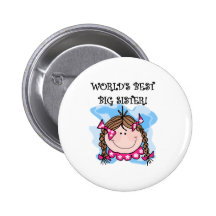 Brunette World's Best Big Sister Button