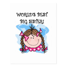 Brunette World's Best Big Sister Tshirts and Gifts Post Card