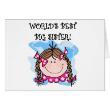 Brunette World's Best Big Sister Tshirts Card