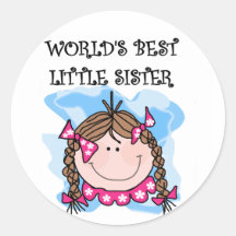 Brunette World's Best Little Sister Tshirts Sticker