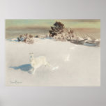 Bruno Liljefors - Winter Hare @ Fence ; Bunny Snow Poster