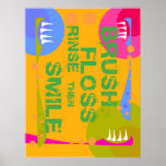 Brush Floss Rinse, then SMILE! posters