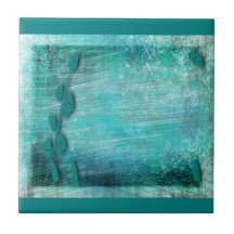 Brush Strokes Abstract Teal and Turquoise Tile
