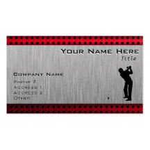 Brushed Aluminium look Golfer Business Card