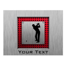 Brushed Aluminium look Golfer Postcard