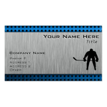 Brushed Aluminium look Hockey Business Cards