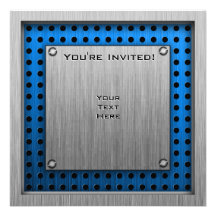 Brushed Aluminium look Hockey Invites