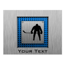 Brushed Aluminium look Hockey Postcard