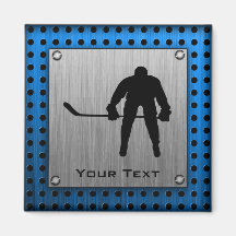 Brushed Aluminium look Hockey Refrigerator Magnet