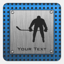 Brushed Aluminium look Hockey Square Stickers