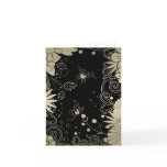 Brushed Gold and Black Floral Note Card