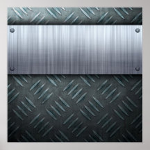 Brushed Metal Diamond Plate Template Posters