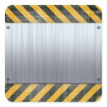 Brushed Metal Hazard Construction Layout Square Stickers