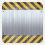 Brushed Metal Hazard Construction Layout Square Stickers