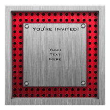Brushed metal look Dirt Bike Personalized Invite