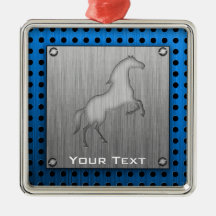 Brushed metal look Horse Christmas Ornament