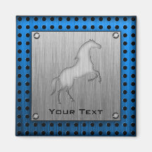 Brushed metal look Horse Fridge Magnet