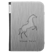 Brushed metal look Horse Kindle Covers