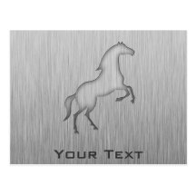 Brushed metal look Horse Postcards