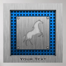 Brushed metal look Horse Poster