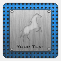 Brushed metal look Horse Square Sticker