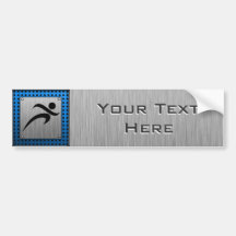Brushed Metal look Running Bumper Stickers