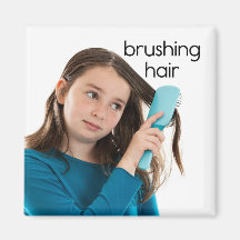 Brushing Hair Refrigerator Magnet